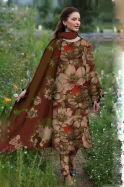 Baroque Linen BQ-607 | Unstitched 3Pcs Digital Printed Embroidered Winter Collection 2025