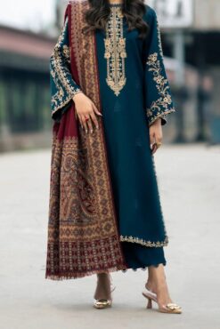I Z E L by Libas e Khas 3 Piece Unstitched Embroidered Winter Dhanak Suit 2025
