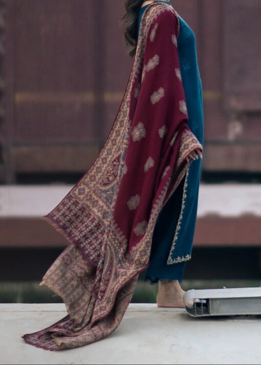 I Z E L by Libas e Khas 3 Piece Unstitched Embroidered Winter Dhanak Suit 2025
