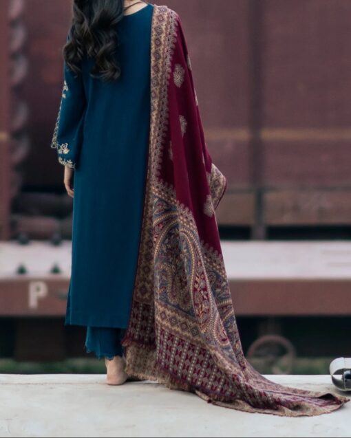 I Z E L by Libas e Khas 3 Piece Unstitched Embroidered Winter Dhanak Suit 2025