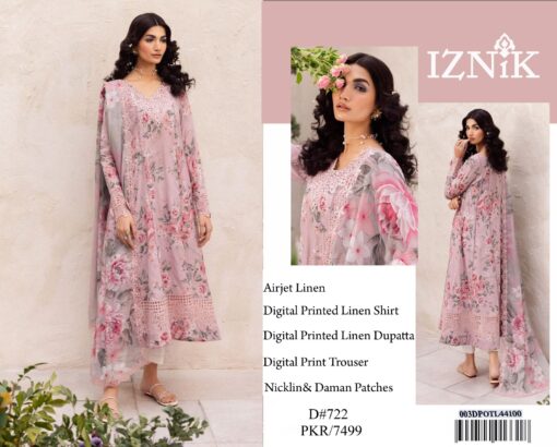 iznk 3Pcs Embroidered Winter linen Collection 2025