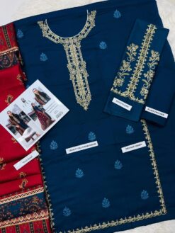 I Z E L by Libas e Khas 3 Piece Unstitched Embroidered Winter Dhanak Suit 2025