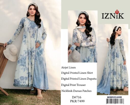iznk 3Pcs Embroidered Winter Collection 2025