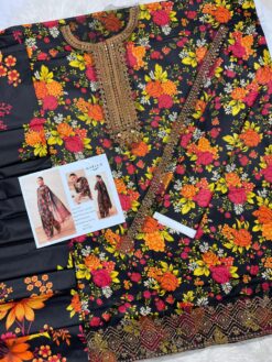mariab 3Pcs digital printed Embroidered Winter linen Collection 2025