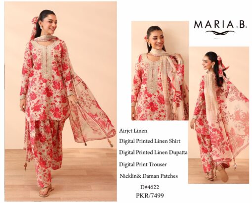 mariab 3Pcs digital printed Embroidered Winter linen Collection 2025