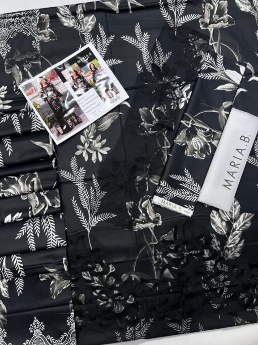 MariaB Linen MB-931 | Unstitched 3Pcs Digital Printed Embroidered Winter Collection 2025 - Image 2