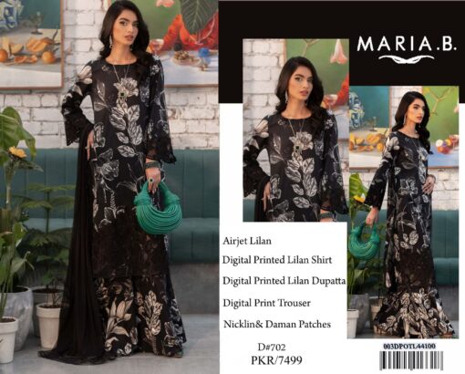 MariaB Linen MB-931 | Unstitched 3Pcs Digital Printed Embroidered Winter Collection 2025 - Image 3