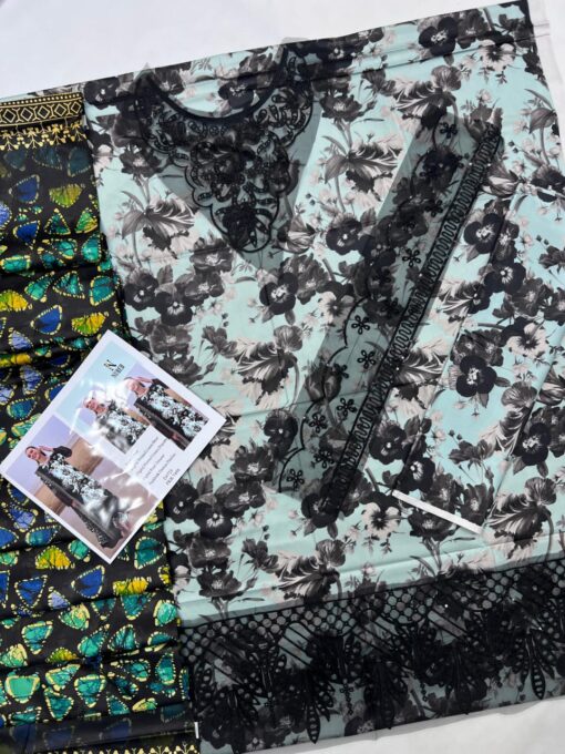 Nureh 3Pcs digital printed Embroidered Winter linen Collection 2025