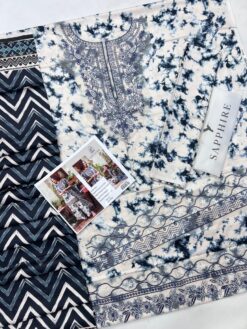 Sapphire 3Pcs digital printed Embroidered Winter linen Collection 2025