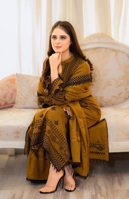 URGE Dhanak UG-1613A | 3Pcs Embroidered Winter Collection 2025 - Image 6