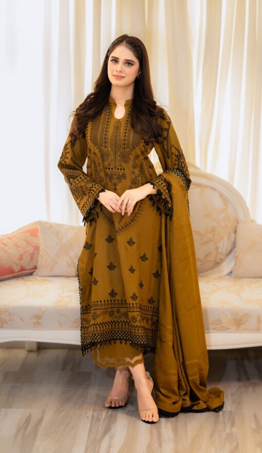 URGE Dhanak UG-1613A | 3Pcs Embroidered Winter Collection 2025 - Image 5
