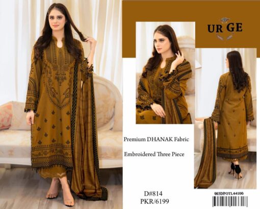 URGE Dhanak UG-1613A | 3Pcs Embroidered Winter Collection 2025 - Image 8