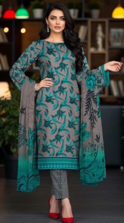 Baroque Khaddar BQ-2435A | 3PC Digital Printed Unstitched Winter Collections 2025