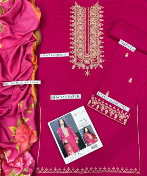 Kokum Dhanak KM-2501 | 3Pcs Embroidered Winter Collection 2025 - Image 2