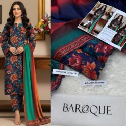 Alternative view of Baroque Khaddar BQ-2434A | 3PC Digital Printed Unstitched Winter Collections 2025