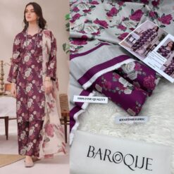 Alternative view of Baroque Khaddar BQ-2437A | 3PC Digital Printed Unstitched Winter Collections 2025
