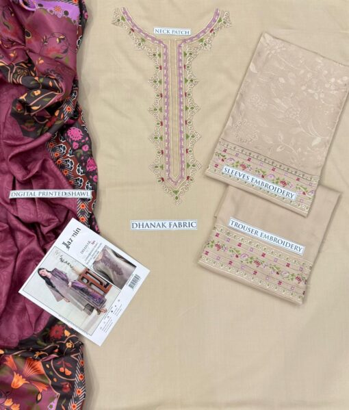 Jazmin Dhanak JZ-2511 | 3Pcs Embroidered Winter Collection 2025 - Image 2