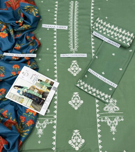 URGE Dhanak UG-1621 | 3Pcs Embroidered Winter Collection 2025 - Image 2