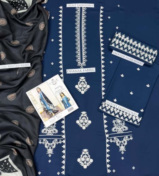 URGE Dhanak UG-1618 | 3Pcs Embroidered Winter Collection 2025 - Image 2