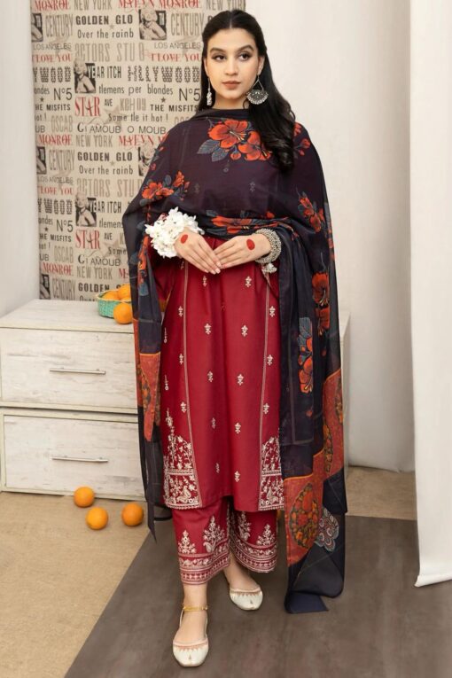 URGE Dhanak UG-1622 | 3Pcs Embroidered Winter Collection 2025 - Image 3