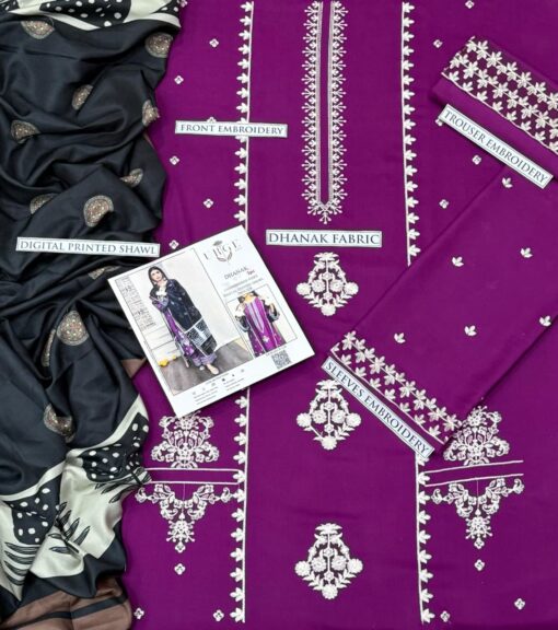 URGE Dhanak UG-1620 | 3Pcs Embroidered Winter Collection 2025 - Image 2