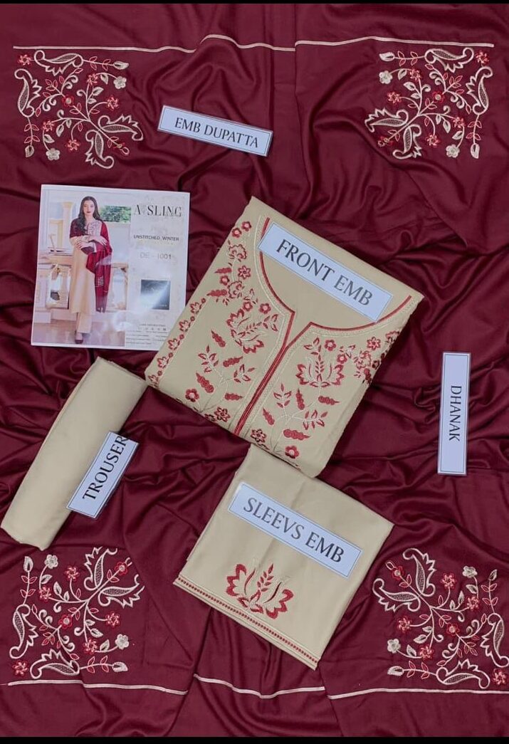 Aisling Dhanak AS-518 | 3Pcs Embroidered Winter Collection 2025 4 Aisling premium embroidered winter dhanak collections 2025 | Aisling dhanak 2025