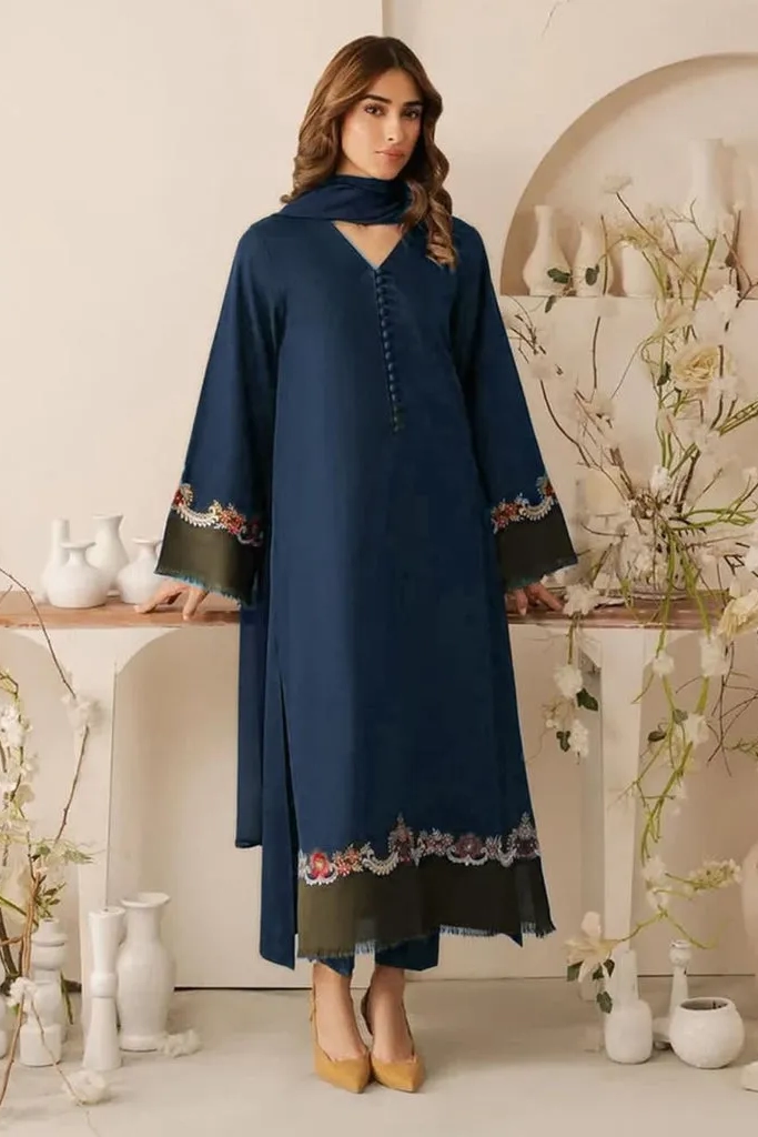 Qaswa 3 Piece Dhanak QS-107 | 3Pcs Embroidered Winter Collection 2025 3 Qaswa winter dhanak 3pc 2025