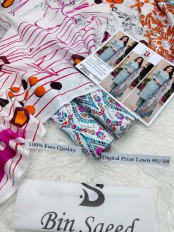 Bin Saeed by libas e khas Lawn | 3Pcs Embroidered Summer Collection 2026 | bin saeed digital printed lawn sale