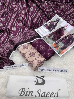 Bin Saeed by libas e khas Lawn | 3Pcs Embroidered Summer Collection 2026 | bin saeed digital printed lawn sale