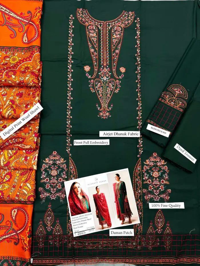 HUSSAIN REHAR Dhanak by Libas e Khas HR-105 | Unstitched 3Pcs Embroidered Dhanak Collection 2026 4 Hussain Rehar winter dhanak collections 2026 -27 | Hussain Rehar dhanak collections | Hussain Rehar winter sale