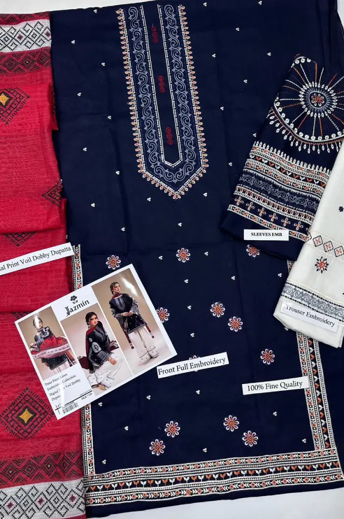 Jazmin 3 Piece Lawn JZ-801 | Premium Embroidered Summer Lawn Collection 2026 3 jazmin-summer-lawn-embroidered-2026