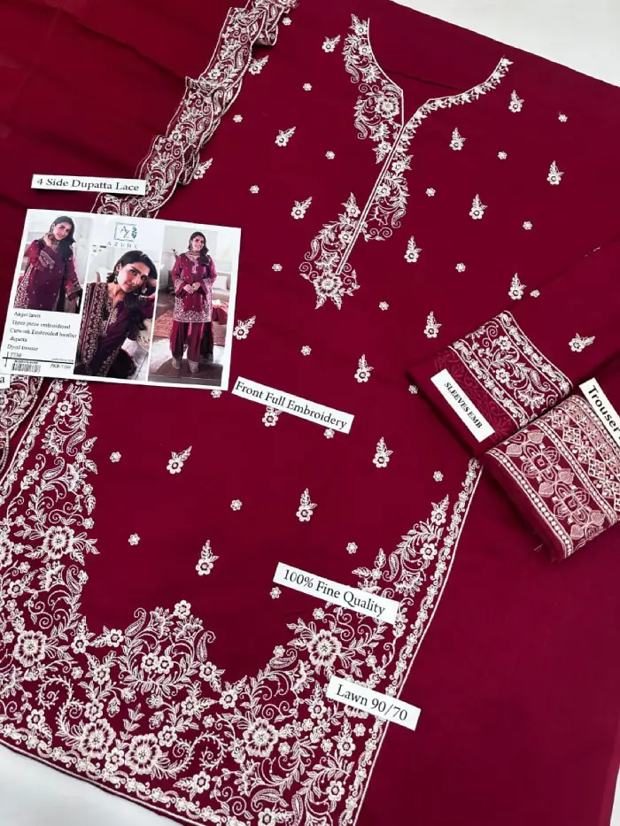 Azure by LibaseKhas Lawn AZ-601 | 3Pcs Premium Embroidered Summer Lawn Collection 2026 4 Izel Lawn embroidered collections 2026 | summer Izel lawn for girl | little dress pakistani | pakistani Izel dresses | eid collections 2026 | Izel eid sale