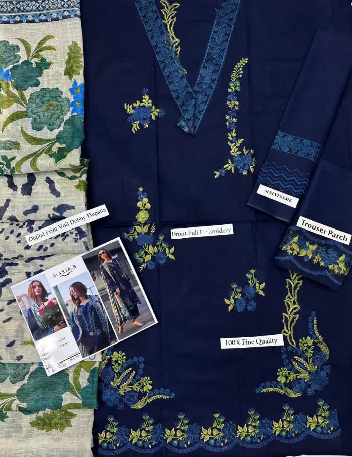 Maria.B Lawn MB-2602 | 3Pcs Embroidered Summer Collection 2026 4 mariab embroidered 3 piece in Lawn stuff with dobi voil lawn dupatta | mariab summer lawn collections 2026