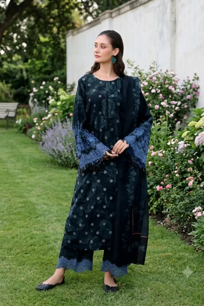 Baroque Lawn BQ-112 | Premium Embroidered Summer Dress in 2026 3 Baroque 3 piece lawn with 4 side lace dupatta 2026