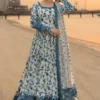 Faiza Saqlain frock style heavy embroidered 3 piece in lawn stuff with embroidered chiffon dupatta | Faiza Saqlain heavy summer lawn collections 2026