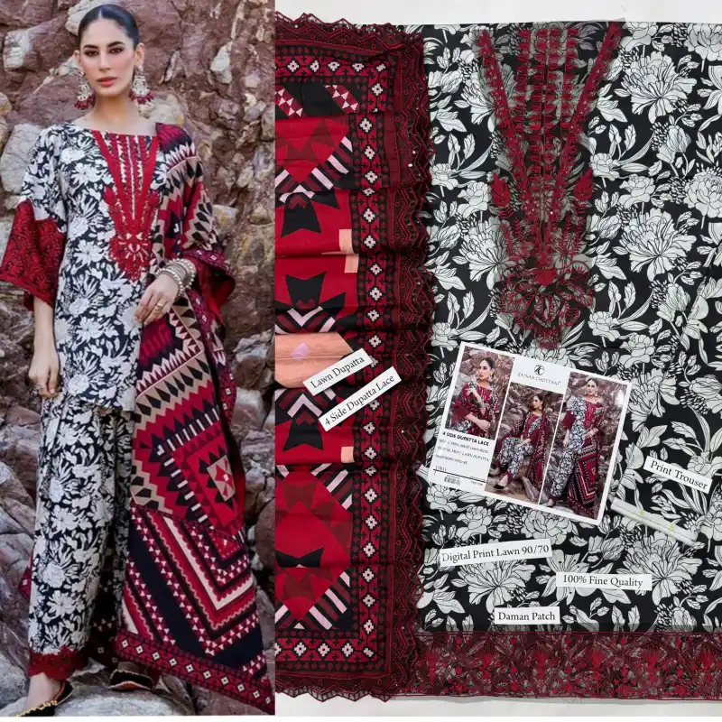MariaB by LibaseKhas Lawn MB-1616 | 3Pcs Premium Embroidered Summer Lawn Collection 2026 4 mariab Digital Printed summer sale 2026 | mariab unstitched 3 piece premium Digital Printed lawn suit 2026