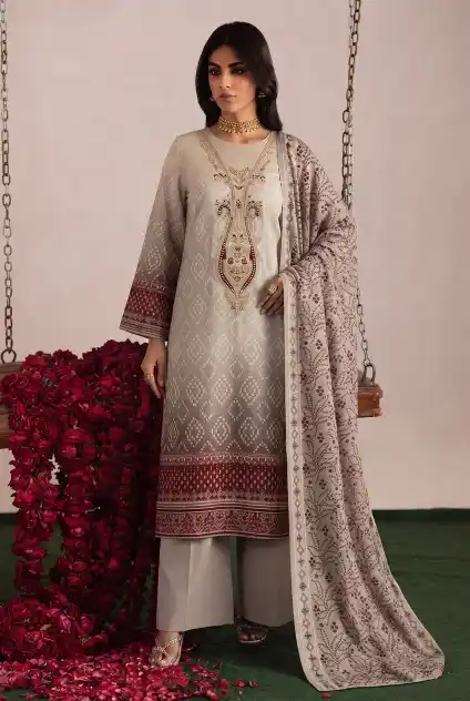 Nureh by LibaseKhas Lawn NR-1610 | 3Pcs Premium Embroidered Summer Lawn Collection 2026 3 Nureh Digital Printed summer sale 2026 | Nureh unstitched 3 piece premium Digital Printed lawn suit 2026