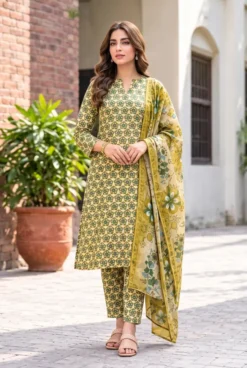Bin Saeed 3 Piece Digital Printed Khaddar Suit with Printed Trouser and Dupatta 2026