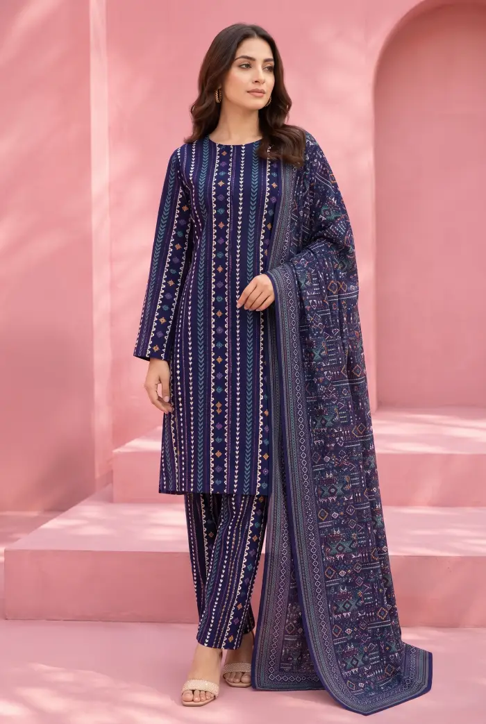 Bin Saeed Khaddar BS-2610 | 3PC Digital Printed Unstitched Winter Collections 2026 3 Bin-Saeed-3-Piece-Digital-Printed-Khaddar-Suit-with-Printed-Trouser-and-Dupatta-2026