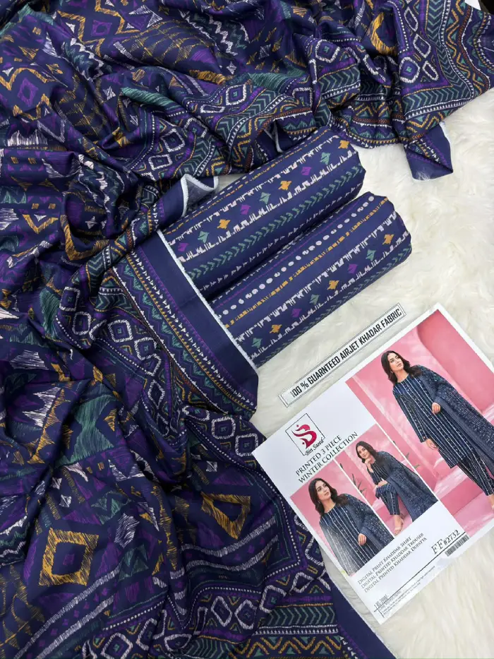 Bin Saeed Khaddar BS-2610 | 3PC Digital Printed Unstitched Winter Collections 2026 4 Bin-Saeed-3-Piece-Digital-Printed-Khaddar-Suit-with-Printed-Trouser-and-Dupatta-2026