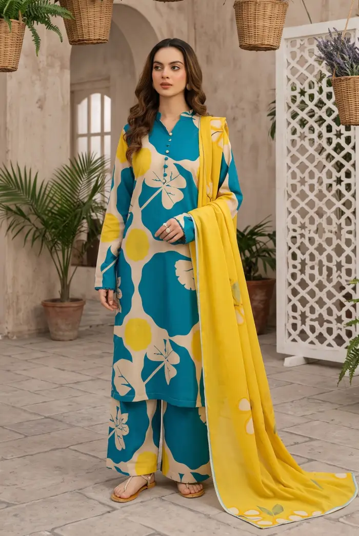 Bin Saeed Khaddar BS-2602 | 3PC Digital Printed Unstitched Winter Collections 2026 3 Bin Saeed 3 Piece Digital Printed Khaddar Suit with Printed Trouser and Dupatta 2026