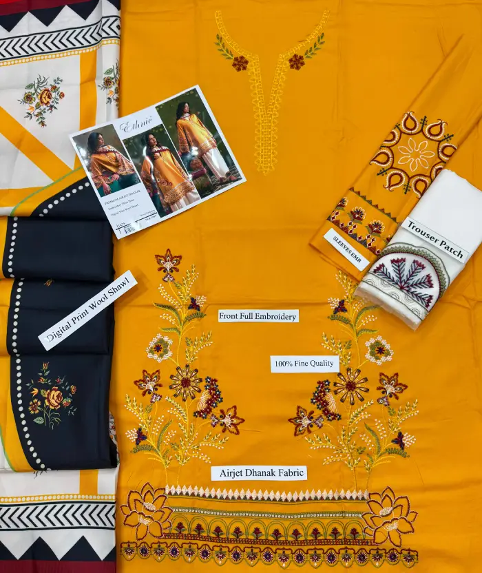 Ethnic Dhanak ET-2601 | 3Pcs Embroidered Winter Dhanak Collection 2026 4 Ethnic 3 Piece Unstitched Embroidered Dhanak Suit – Winter 2026