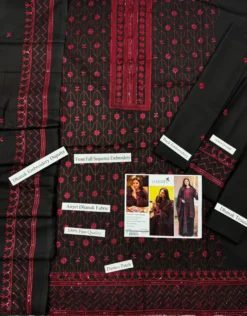 Garnet Dhanak 3 Piece Embroidered Suit with Embroidered Dhanak Shawl – Winter Collection 2026