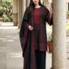 Garnet Dhanak 3 Piece Embroidered Suit with Embroidered Dhanak Shawl – Winter Collection 2026