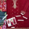 Izel 3 Piece Unstitched Embroidered Suit with Digital Printed Wool Shawl and Plain Dyed Trouser