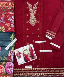 Izel 3 Piece Unstitched Embroidered Suit with Digital Printed Wool Shawl and Plain Dyed Trouser