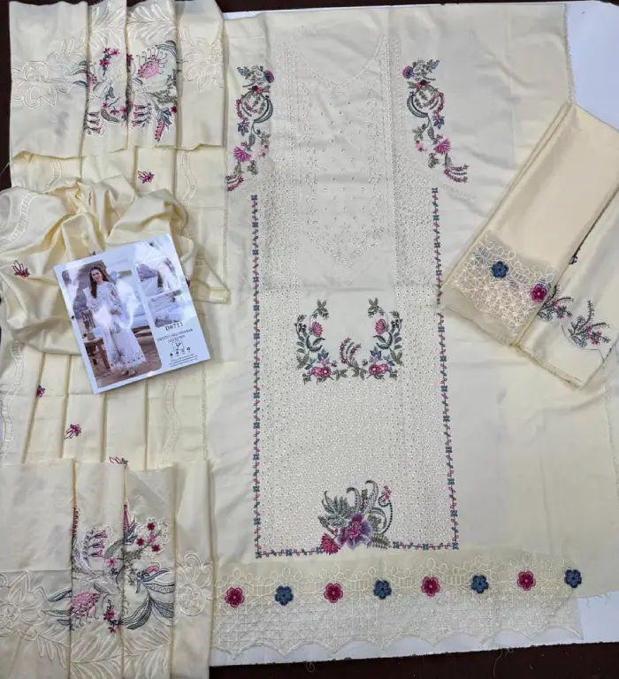 Qalamkar Dhanak QM-711 | 3Pcs Chicken Kari Embroidered Winter Dhanak Collection 2026 6 Qalamkar 3 Piece Unstitched Embroidered Chikankari Dhanak Suit 2026
