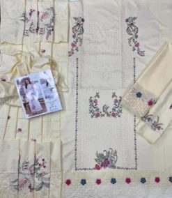 Qalamkar 3 Piece Unstitched Embroidered Chikankari Dhanak Suit 2026