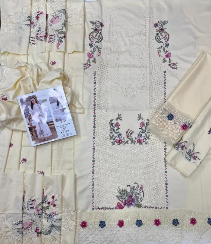 Qalamkar Dhanak QM-711 | 3Pcs Chicken Kari Embroidered Winter Dhanak Collection 2026 4 Qalamkar 3 Piece Unstitched Embroidered Chikankari Dhanak Suit 2026