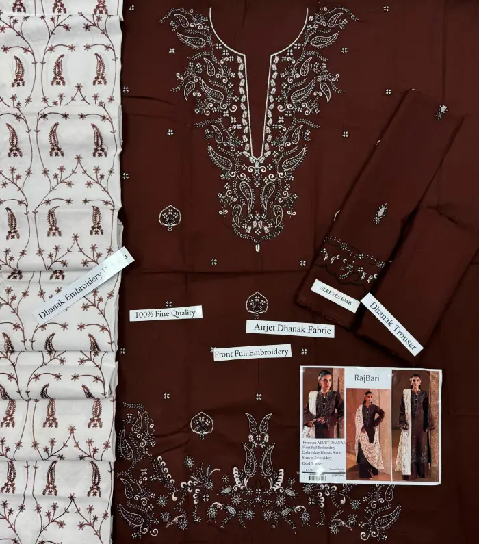 Rajbari Dhanak RJ-2601 | 3Pcs Embroidered Winter Dhanak Collection 2026 3 Rajbari Dhanak 3 Piece Embroidered Suit with Embroidered Dhanak Shawl 2026